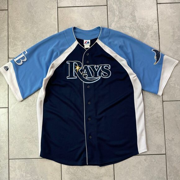 Rare Vintage MAJESTIC Tampa Bay Rays Evan Longoria #3 SEWN Jersey Men’s XL - Picture 2 of 8
